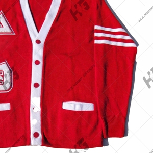 DST <b>Red</b> <b>cardigan</b> with white trims acrylic knitted <b>cardigan</b> for sororities and fraternities greek <b>cardigan</b> - Product Image 5