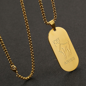 Venta al por mayor Gran oferta caja de joyería de acero inoxidable collar de cadena personalizado mujeres astrología 12 signo del zodiaco horóscopo colgante collar - Product Image 4