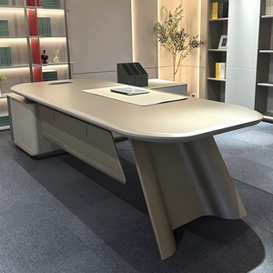 L Shaped Wooden Executive <b>Desk</b> Commercial Office Table With Storage Cabinet Extension Corner Manager <b>Workstation</b> Large Boss <b>Desk</b> - Product Image 3