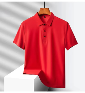 Polo de seda helada para hombre, ropa de trabajo de manga corta informal fina de verano, transpirable, elástica, estilo de pareja, ropa de ocio de negocios - Product Image 4