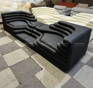 Ensemble de canapés RUNXI de style nordique élégant pour salon DS 1025, meubles de salon, canapé sectionnel en cuir à assise profonde - Product Image 2
