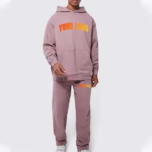 Conjunto de Sudadera con Capucha y Pantalones Deportivos Holgados con Logotipo Personalizado, 500 Gsm, Felpa, 100% Algodón, Transpirable, Grueso, Talla Grande, Unisex, para Invierno - Product Image 4