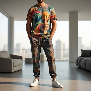 Personalizar impreso camiseta pantalón conjunto hombres verano Jogging manga corta sublimación camiseta pantalón camiseta chándal hombres - Product Image 6