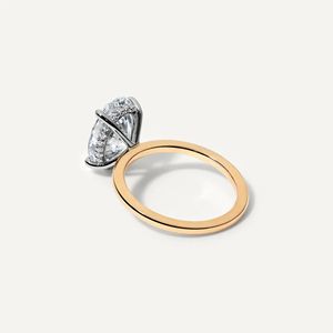 Bague de fiançailles solitaire en diamant de laboratoire de forme ovale 2.50 personnalisée bague de fiançailles en or jaune 14 carats certifiée IGI - Product Image 2
