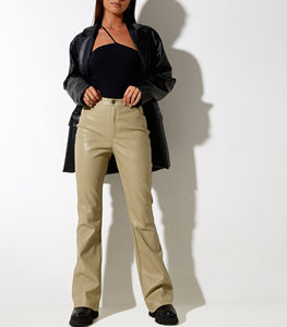 Pantalons pour hommes sur mesure OEM, droits, incurvés, rayés, unisexes, en similicuir, pantalons en cuir sur mesure pour hommes, évasés, empilés, pantalons en cuir sur mesure - Product Image 5