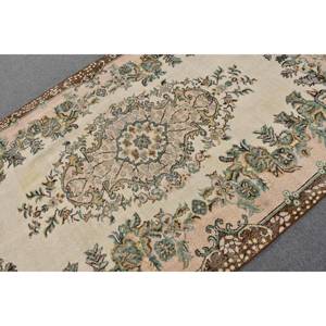 พรมตุรกีโบราณสีเบจสีน้ำตาลขนาด5.5x9.3ฟุตงานเย็บปะขนสัตว์สำหรับห้องโถงห้องนอนห้องนอนน้ำยางสำหรับห้องข้างเตียง - Product Image 5