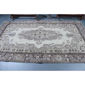 Tapis turc vintage, tapis de 5,7 x 9,6 pieds, tapis Ikat brun gris - Product Image 3