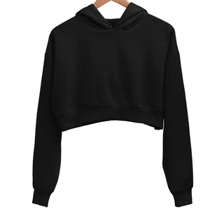 เสื้อครอปแบบลำลองผ้าคอตตอนผ้าฟลีซทำจากผ้าคอตตอน100% โลโก้ด้านหน้าสำหรับสุภาพสตรี - Product Image 4