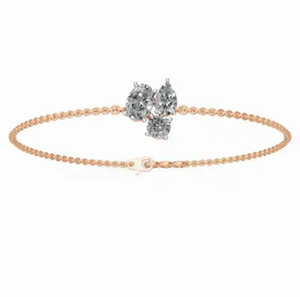 Radiance of 3 Stones Lab Grown Diamond Bracelet 0.785 Carats 3 Stones 9k 14k 18k Yellow <b>Rose</b> White <b>Gold</b> Luxury Trio Jewelry - Product Image 6