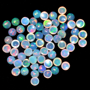 AAA+ Ethiopian Opal 4mm Multi <b>Fire</b> Round Cabochon Natural Ethiopian Welo Opal Loose Gemstone Flat Back Cabochon Lot For Jewelry - Product Image 4