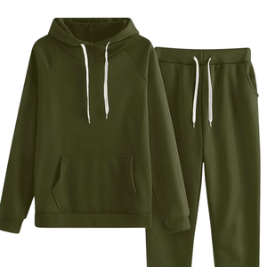 Ensemble de survêtement vert olive foncé avec sweat à capuche et pantalon de jogging pour femme – Tenue décontractée et sportive d'hiver – Vente en gros, usine OEM - Product Image 5