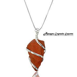 Collar de ágata con colgante envuelto en plata de jaspe rojo de piedras preciosas a la venta, Compre joyas de cristal de Amayra Crystals Exports India - Product Image 2