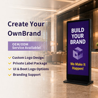 Layar Iklan LCD Stand Lantai Ukuran 32 43 49 55 65 75 86 98 Inci, Layar Sentuh Inframerah 4K, Digital Signage Display
