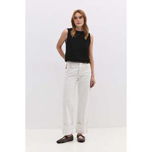 Top en dentelle florale brodée, sans manches, col à nœud, maille décontractée, mode quotidienne, ample, taille XL, pour le printemps, l'automne et les fêtes - Product Image 3