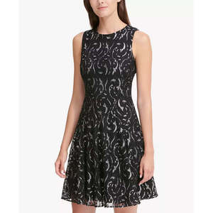 Abito Tommy Hilfiger da donna, taglia 16, modello A-Line con vestibilità aderente e ampia, vita naturale e dettagli in pizzo - Product Image 1