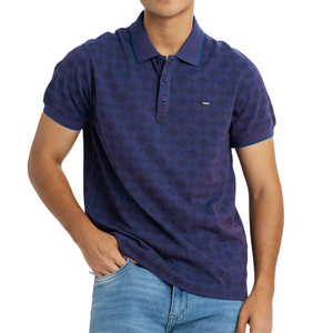 Elegante patrón azul sólido para hombre para Polo cómodo 100% algodón tejido de punto manga corta ajuste perfecto y transpirable - Product Image 1