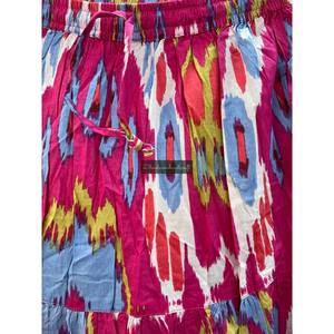 Venta al por mayor túnica india de algodón vestido largo Maxi con Ikat falda estampada transpirable de dos neumáticos ropa de mujer trajes bohemios - Product Image 4