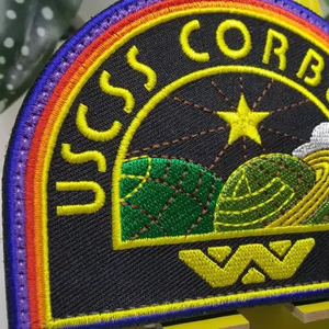 Custom Cartoon Highway Shield Embroidery Design Woven Patches End Fold Polyester <b>Garment</b> <b>Labels</b> for Clothing and Shoes Use - Product Image 2