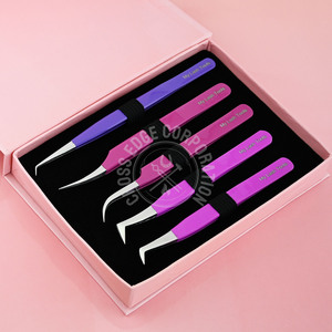 Meilleure Offre Pince à Épiler pour Extensions de Cils à Pointe en Fibre à 45 Degrés, Pointe Longue, Volume Intense, Acier Japonais, Outil Antidérapant pour Cils - Product Image 6