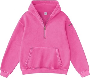 เสื้อฮู้ดดี้ปักโลโก้ตามสั่ง ซิปครึ่งตัว ผ้าฝ้าย 100% เป็นมิตรต่อสิ่งแวดล้อม ระบายอากาศได้ดี เนื้อผ้าหนา สไตล์วินเทจ ล้างสีแบบแอซิดวอช ทรงโอเวอร์ไซส์ - Product Image 5