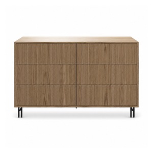 Armario Moderno de Madera Maciza con Seis Cajones y Patas Metálicas para Dormitorio y Sala de Estar - Product Image 1