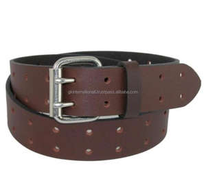 Ceinture décontractée en cuir couleur marron double broche prix de gros hommes mode cuir ceinture décontractée sur mesure double boucle ardillon - Product Image 6