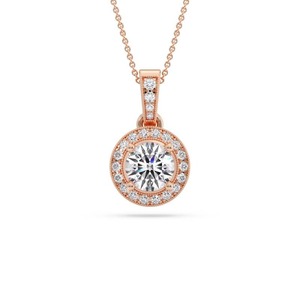 Colgante de Diamante Redondo Brillante con Halo Simple, Diamante Cultivado en Laboratorio de 0.50 Ct en Platino, para Uso Diario, Regalo - Product Image 3