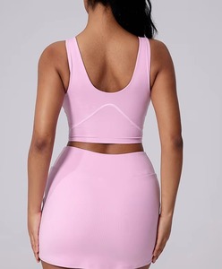 2025 débardeur d'entraînement sans couture pour femmes Racerback Crop Activewear pour Fitness et Sport ensemble col en v - Product Image 4