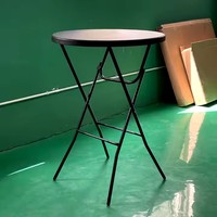 Table de bar haute et ronde en plastique noir pliable, bon marché, 80 cm x 60 cm, portable, pour fête en plein air, blanche, haute, pour la location, 32 pouces