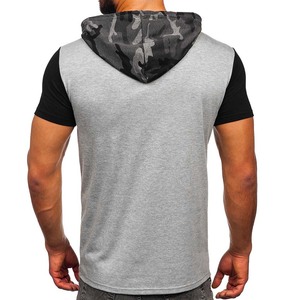 100% algodón gimnasio alta calidad impresión en blanco barato y Camisetas manga corta con capucha transpirable - Product Image 2