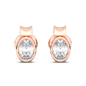 ต่างหูเม็ดเดี่ยวมอยส์ซอไนต์0.50Ct รูปไข่สีดอกกุหลาบ14K ปรับแต่งได้ - Product Image 3