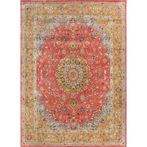 Alfombra Kasbah Classic Top-1504 (Cs-01) Roja Naranja, Tejida a Mano con Lana y Viscosa, para el Hogar, con Diseño de Medallón, Rectangular, a Rayas, Abstracta, para Pasillo - Product Image 1