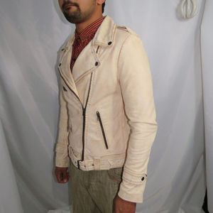 Chaquetas de cuero genuino High Street para hombre, duraderas con logotipo frontal, muy buscadas - Product Image 1