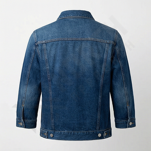 Veste en jean pour homme personnalisée tendance 2024 Lavage vintage Automne Bouton Mode Poche Couleur unie Noir Col rabattu - Product Image 2