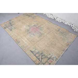 Alfombra Turca de 4.2x6.7 pies, Alfombra Vintage, Alfombra Degradada Beige y Azul - Product Image 4