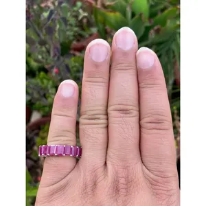 Ruby Eternity Band <b>Ring</b> 925 Sterling <b>Silver</b> Handmade Gemstone Band <b>Ring</b> Wholesale Jewelry Supplier - Product Image 2