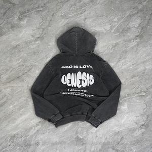 Sudadera con capucha con estampado de soplo de peso pesado de alta calidad, moda de invierno, ropa de calle para hombre, sudaderas con capucha de gran tamaño con hombros caídos - Product Image 2