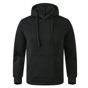 Men's <b>Black</b> Hooded Sweatshirt Regular Fit Solid Colour Casual Knitted Hoodie With Front Pocket Autumn Wear 2027 - Product Image 1