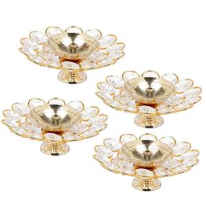 Lampe à huile Akhand Diya en métal et cristal antique pour la salle de Puja et le Mandir, Akhand Jyoti Diya décorative pour les décorations de temple, vente en gros - Product Image 6