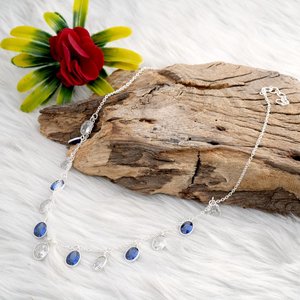 สร้อยคอแต่งงานแบบมินิมอลสีมรกตพร้อม925ไพลินและเงินสเตอลิงของขวัญแวววาวสำหรับเครื่องประดับที่มีสไตล์ของเธอ - Product Image 4