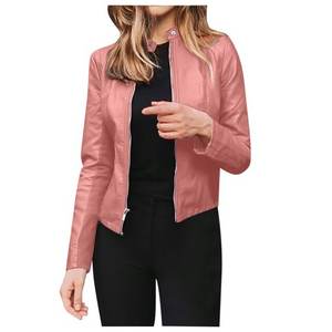 2025 liquidación mujer Chaqueta corta de piel sintética con cremallera Moto Biker Slim Fit chaquetas abrigo ligero Bolero motocicleta prendas de vestir - Product Image 1