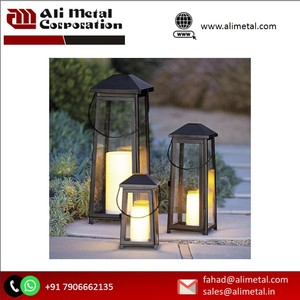 Ferme moderne fait à la main écologique en bois/métal lanterne décorative bougeoir maison salon cheminée Patio Table - Product Image 3