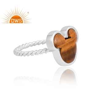 Anillo de piedras preciosas amarillas de ojo de tigre Natural de plata de ley de diseño increíble, joyería de diseño personalizado para mujer, regalo para ella - Product Image 4