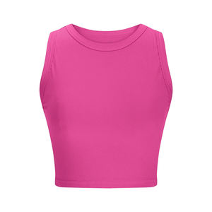 Meilleure qualité rose couleur Fitness côtelé débardeurs respirant tissu tricoté sans manches Yoga Fitness Gym recadrée Stringer - Product Image 1