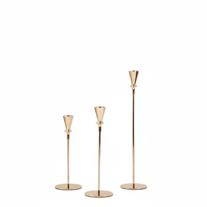 Juego de 3 Portavelas de Metal Ondulado de Último Diseño, Elegantes Portavelas Decorativos con Acabado en Degradado Plateado y Dorado en Oferta - Product Image 3