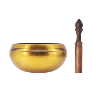 Bol chantant en laiton battu à la main avec maillet en bois et tampon en tissu pour la guérison spirituelle du yoga et l'alignement des chakras - Product Image 6