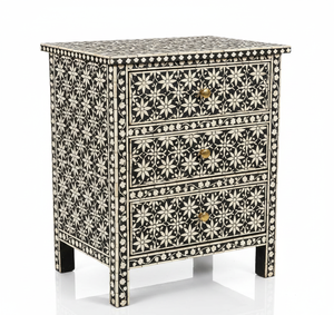 Mesita de Noche de Madera Maciza con Incrustaciones de Hueso, Estilo Fantasía, Moderna, Hecha a Mano, de Primera Calidad, Duradera, Decorativa, de Lujo, para Sala de Estar - Product Image 3