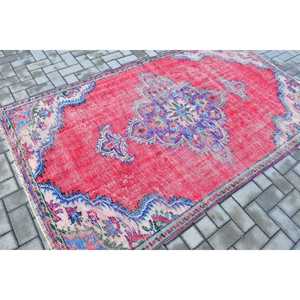 พรมตุรกี ขนาด 4.6x7.9 ฟุต พรมวินเทจ พรมขนสัตว์ลายจุดสีแดง - Product Image 2