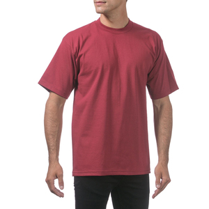 Pro Club Hombres Peso pesado Algodón Manga corta Cuello redondo Camiseta Borgoña - Product Image 3