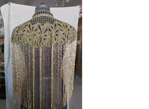 Vestido de Noche Retro de los Años 20 con Lentejuelas y Cuentas de Poliéster, Diseño Elegante con Capa Corta Estilo Gabardina, Exportaciones - Product Image 6